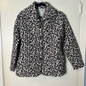 Kiko - Women's Vintage Leopard Print Quilted Button Front Jacket 100% Silk Sz. M